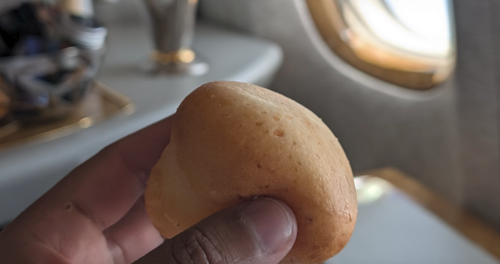 Emirates offering Almojabanas in their flight to Colombia